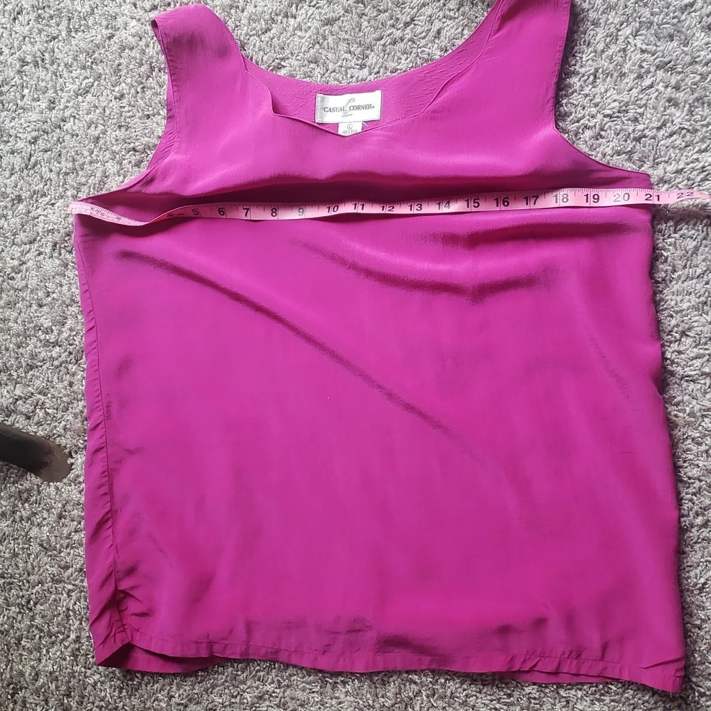 Casual Corner Silk Pink Sleeveless Tank Top, Sz L - Picture 9 of 10